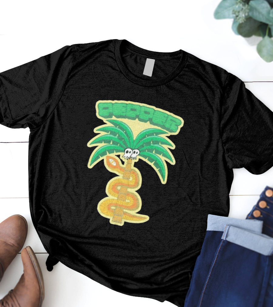 Pepper Skull Eyed Snake Wrapped Palm Tree T-Shirt