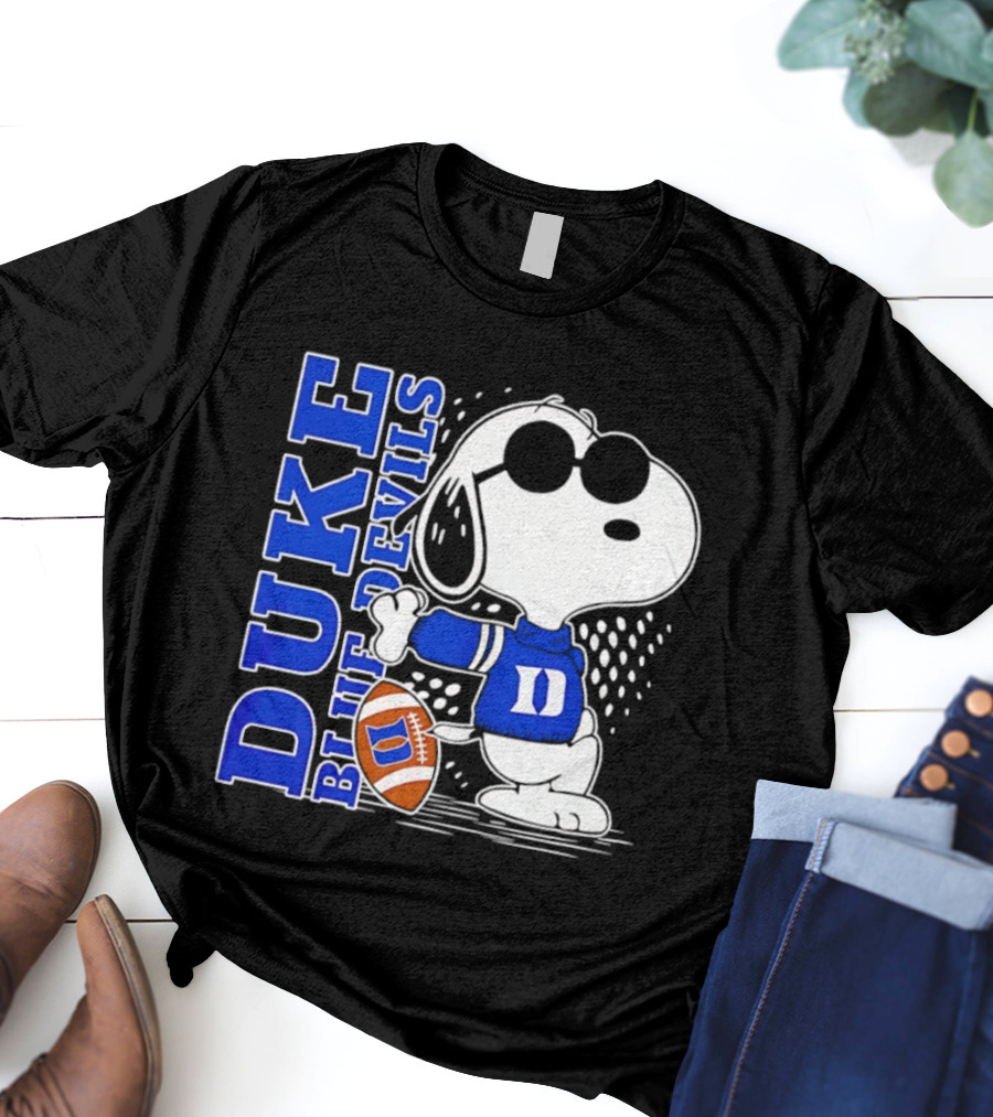Snoopy Joe Cool Duke Blue Devils Football Fan Merchandise T-Shirt