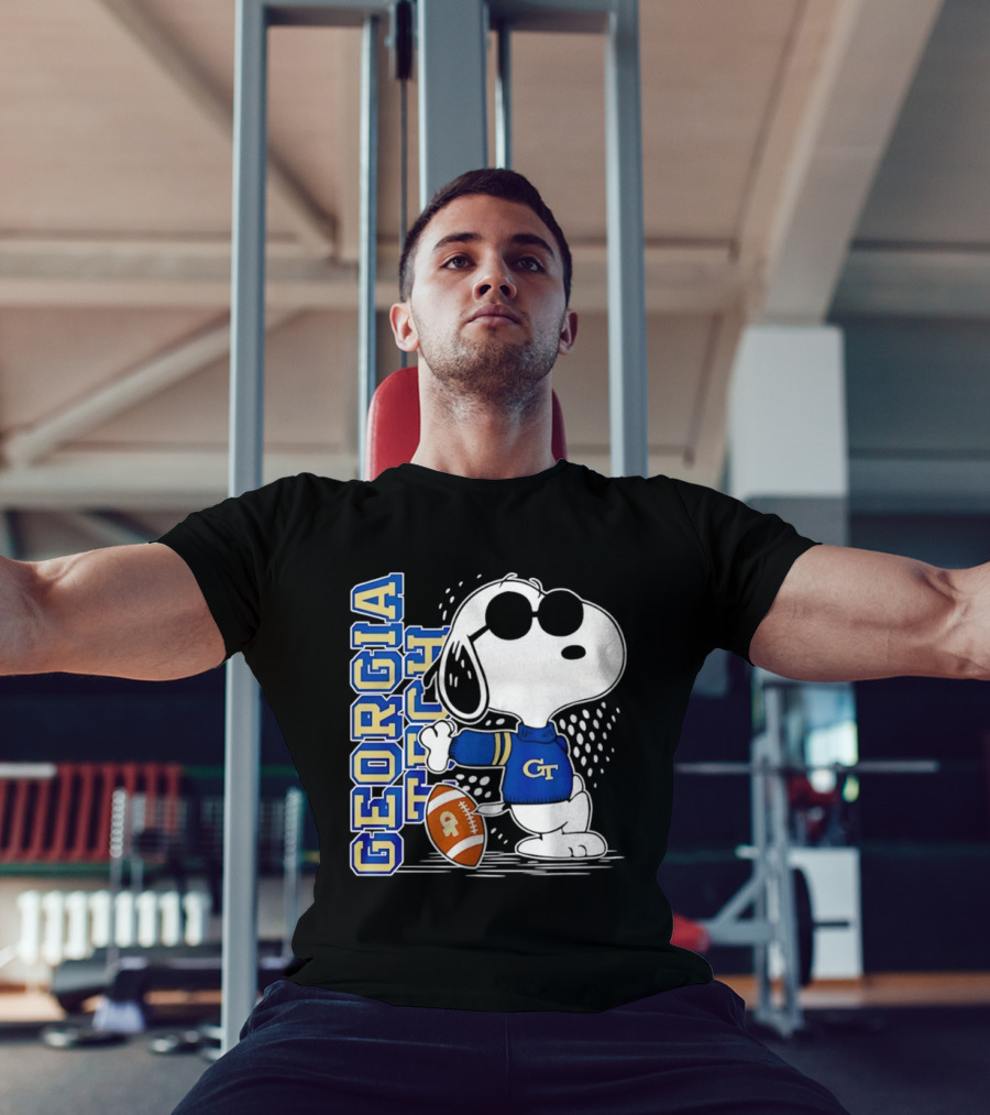 Snoopy Joe Cool With Georgia Tech GT Yellow Jackets Football T-Shirt