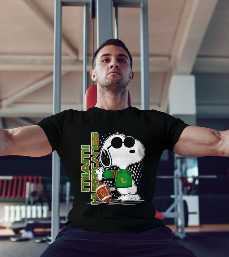 Snoopy Joe Cool Miami Hurricanes Football Style Spirit T-Shirt