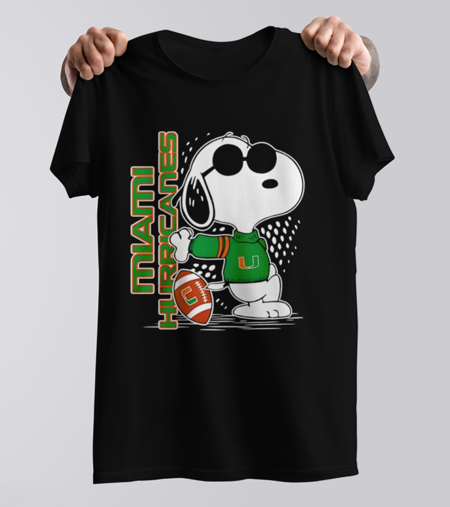 Snoopy Joe Cool Miami Hurricanes Football Style Spirit T-Shirt