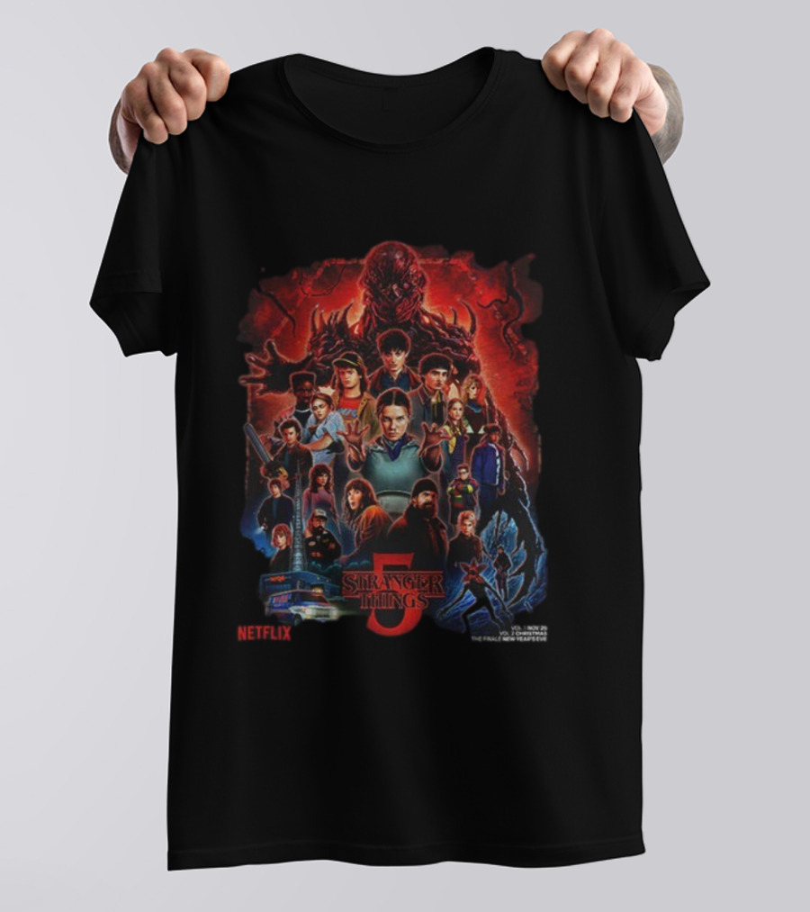 Stranger Things 09 Years 2016 2025 Thank You For The Memories Signatures Netflix Anniversary Season 5 T-Shirt