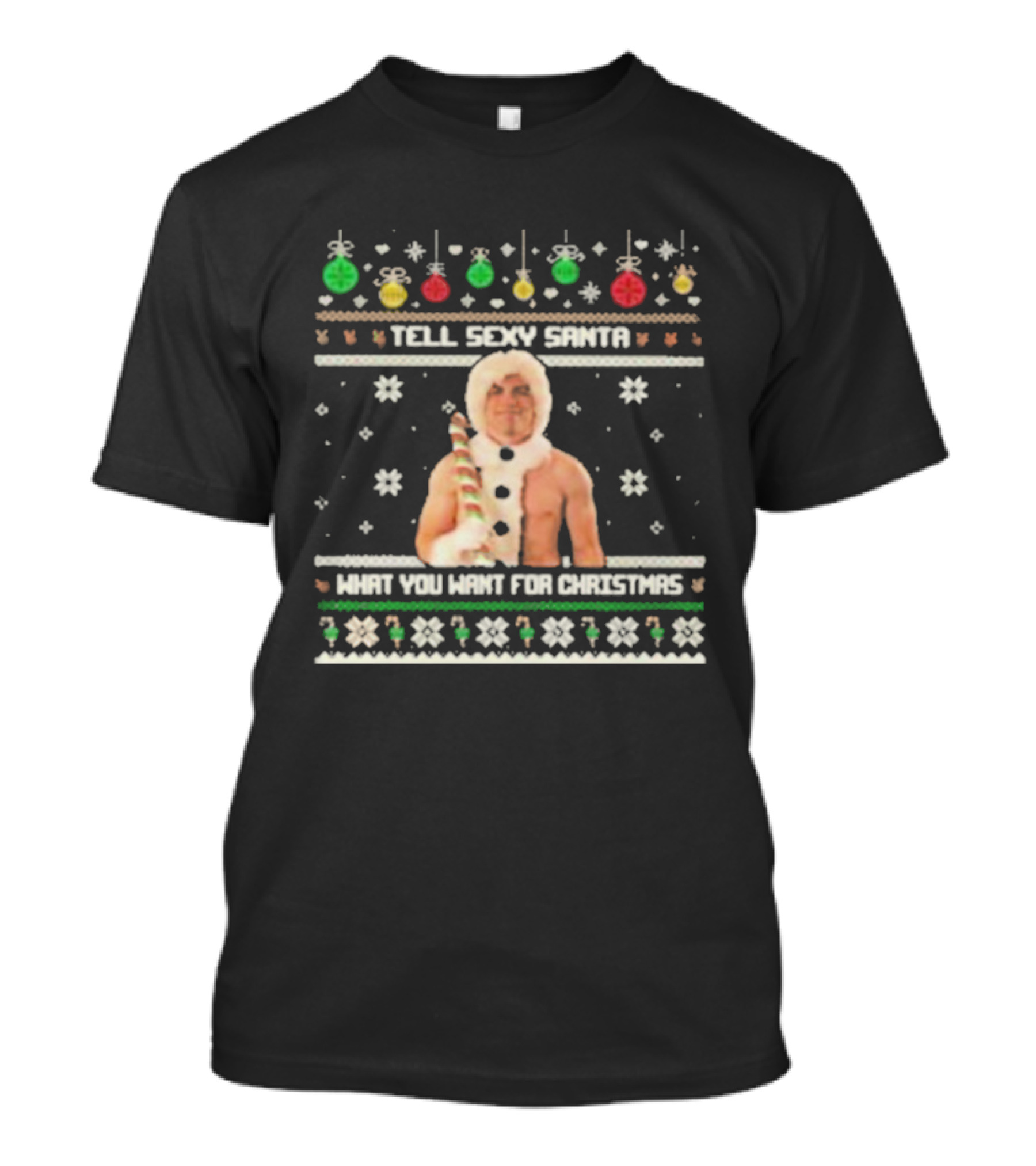 Tell Sexy Santa What You Want For Christmas Ugly Festive Sweater T-Shirt
