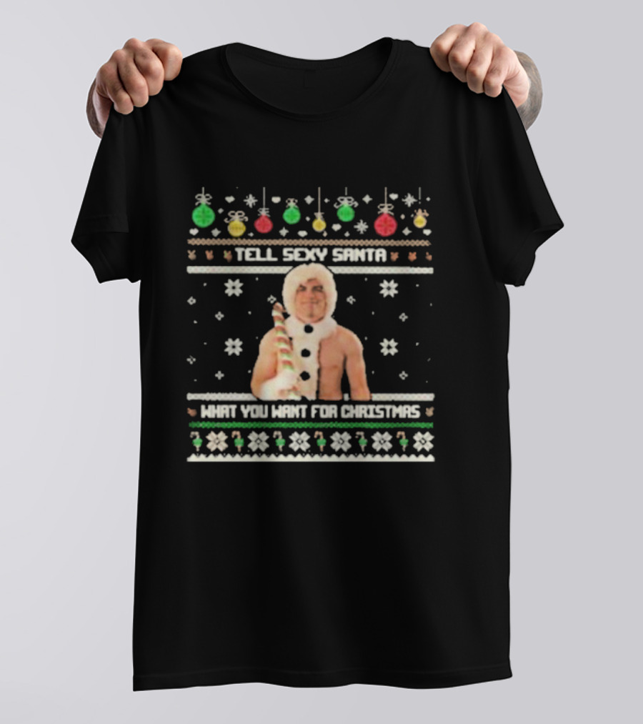 Tell Sexy Santa What You Want For Christmas Ugly Festive Sweater T-Shirt