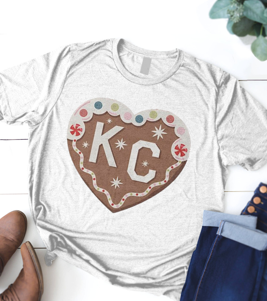 Gingerbread Heart KC Christmas Kansas City Holiday Spirit T-Shirt
