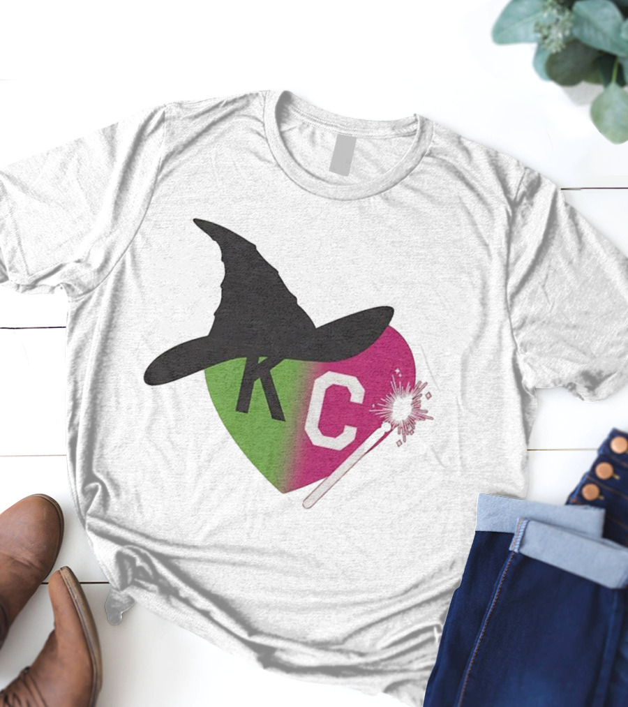 Witch Hat KC Heart Magic Wand Design T-Shirt