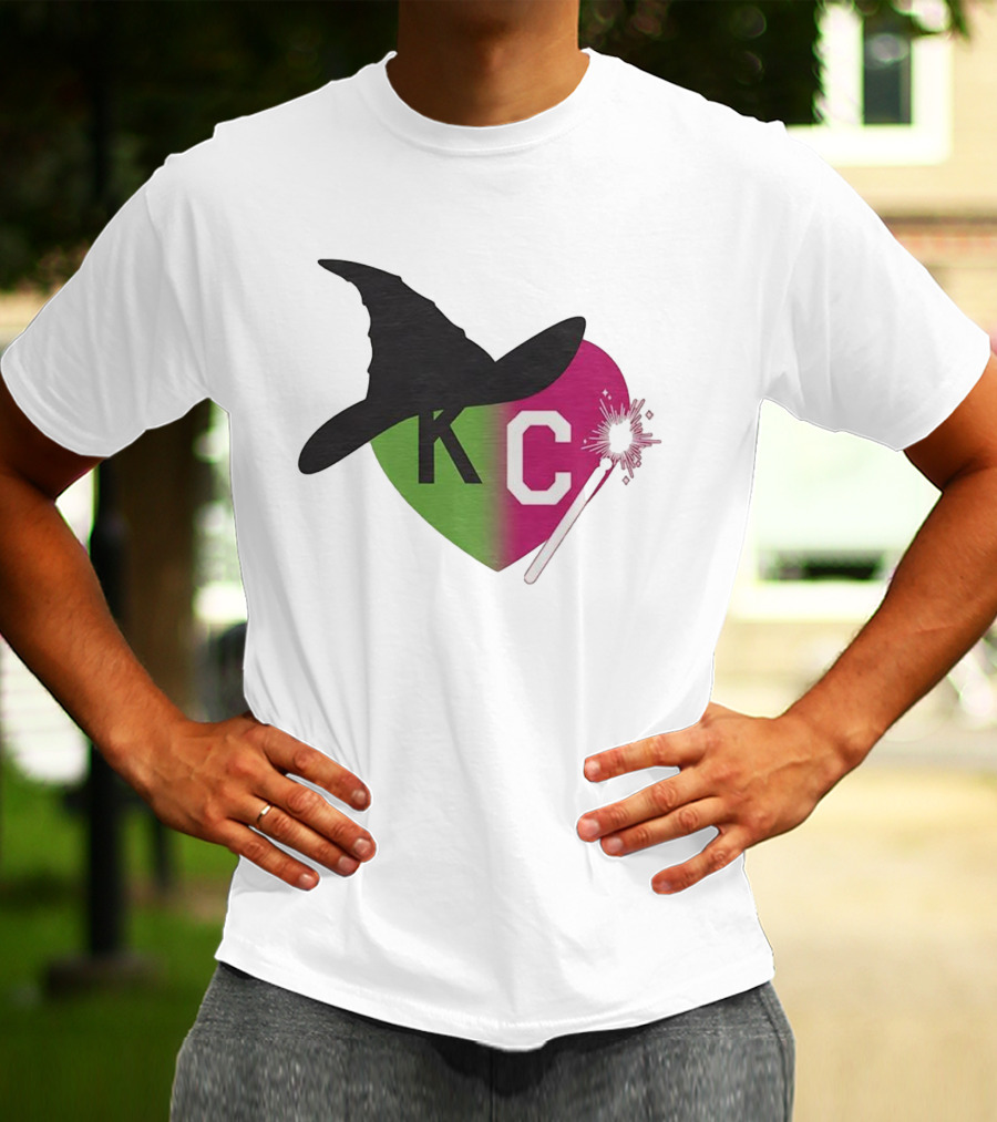 Witch Hat KC Heart Magic Wand Design T-Shirt