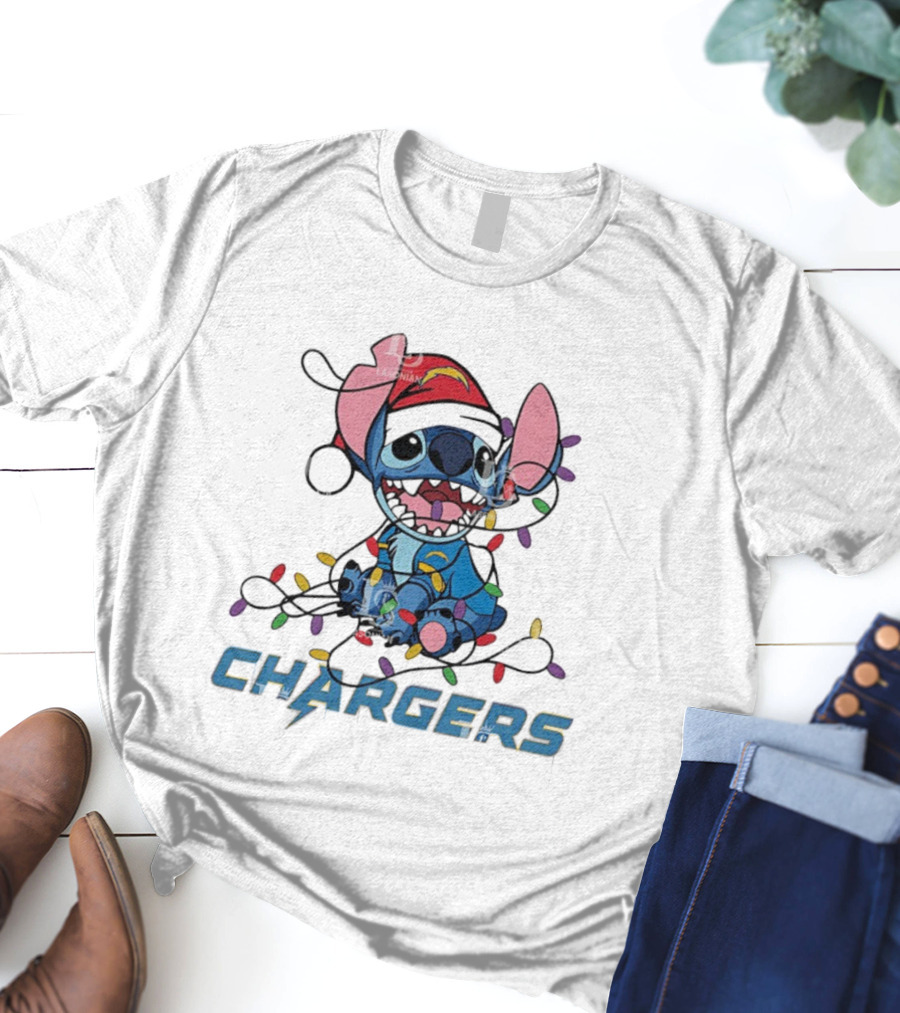 Stitch Christmas Lights Chargers Los Angeles Ornament T-Shirt