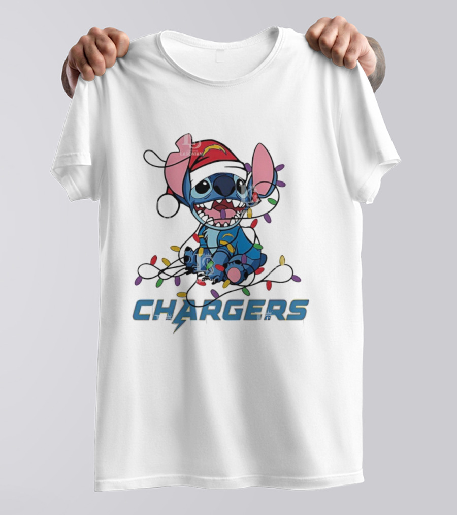 Stitch Christmas Lights Chargers Los Angeles Ornament T-Shirt