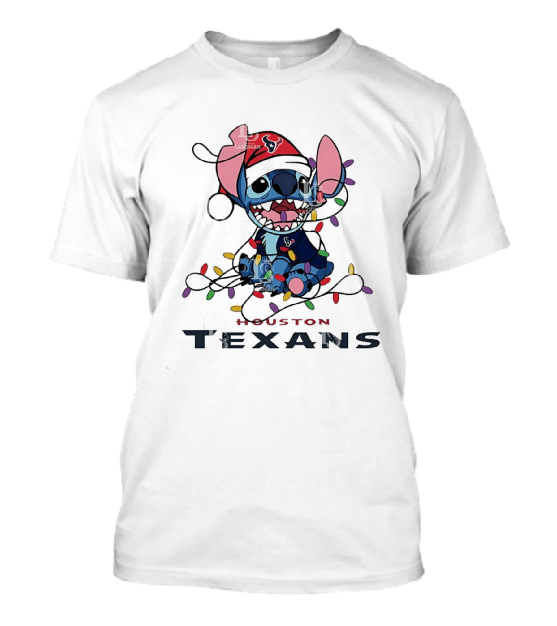 Houston Texans Stitch Christmas Lights Ornament Anime Fan Art T-Shirt