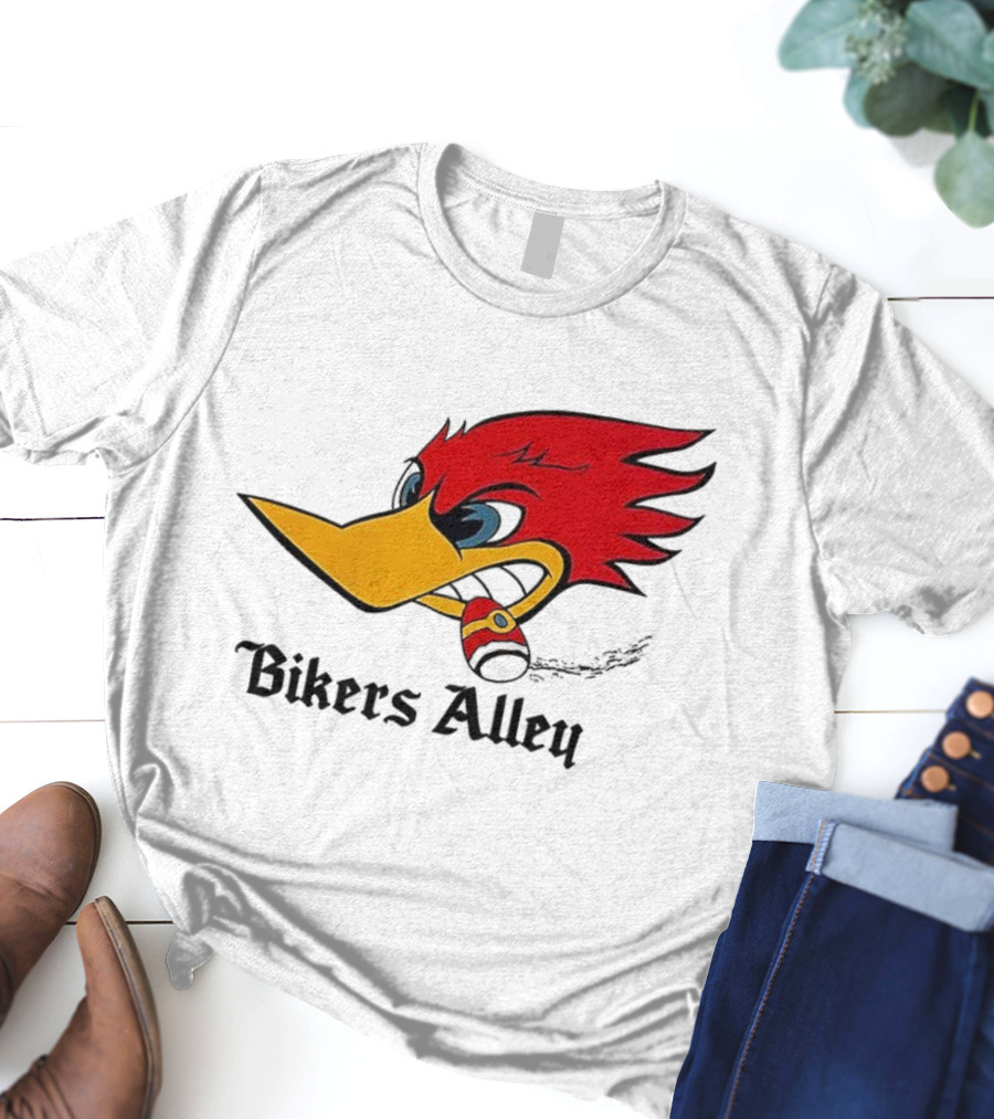Woody Bikers Alley Cartoon Character Head With Bandana T-Shirt