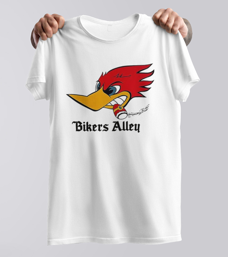 Woody Bikers Alley Cartoon Character Head With Bandana T-Shirt