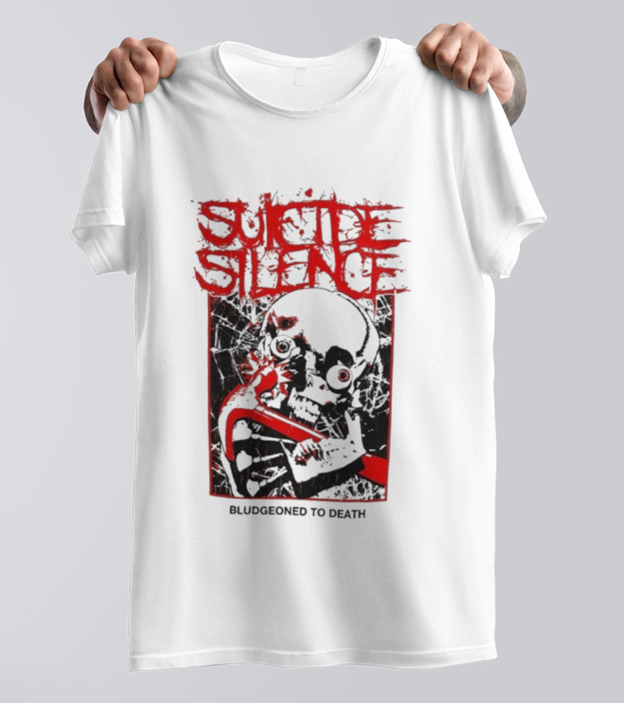 Suicide Silence Bludgeoned To Death Skull And Crowbar Design T-Shirt