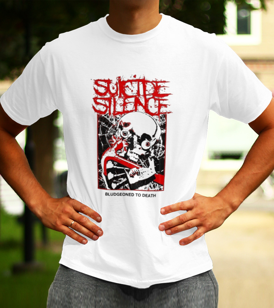 Suicide Silence Bludgeoned To Death Skull And Crowbar Design T-Shirt