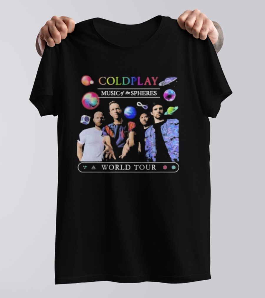 Coldplay Music Of The Spheres World Tour 2025 Band Planets Symbols T-Shirt