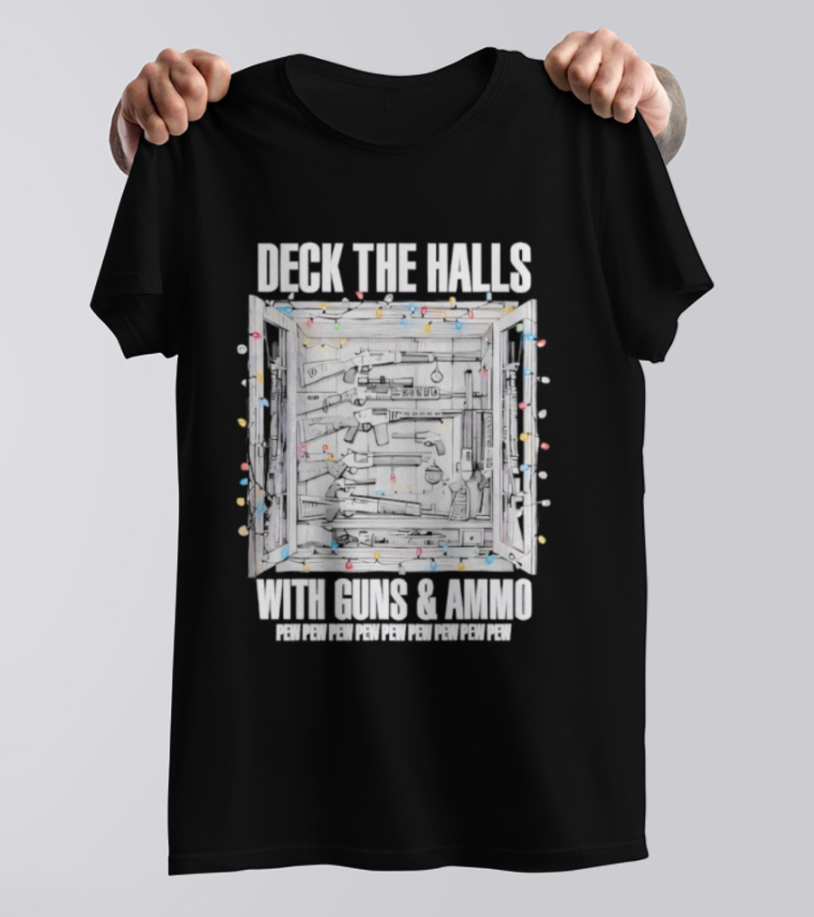 Deck The Halls With Guns And Ammo Holiday Lights T-Shirt