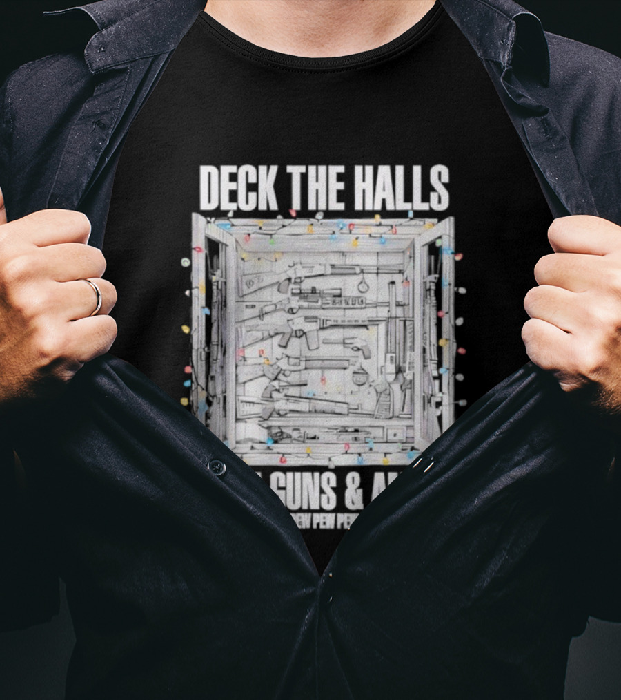 Deck The Halls With Guns And Ammo Holiday Lights T-Shirt