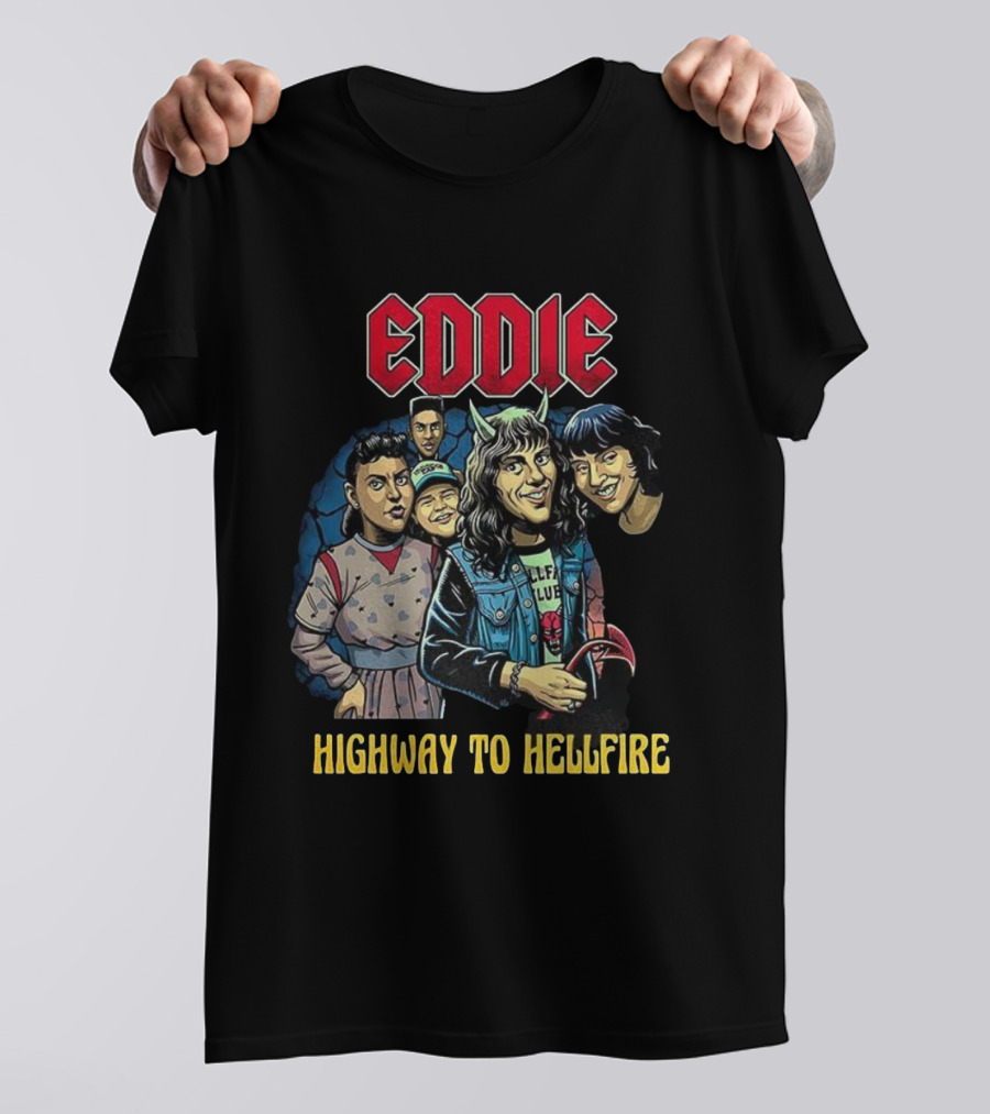 Eddie Munson Stranger Things Hellfire Club Cartoon Characters Highway To Hellfire T-Shirt