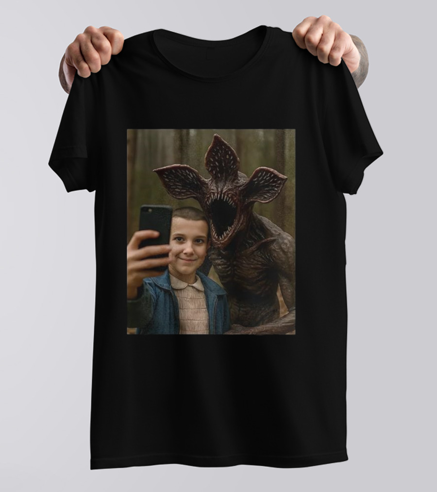 Stranger Things Eleven Demogorgon Selfie Meme Viral Fan Favorite Moment Iconic Scene T-Shirt