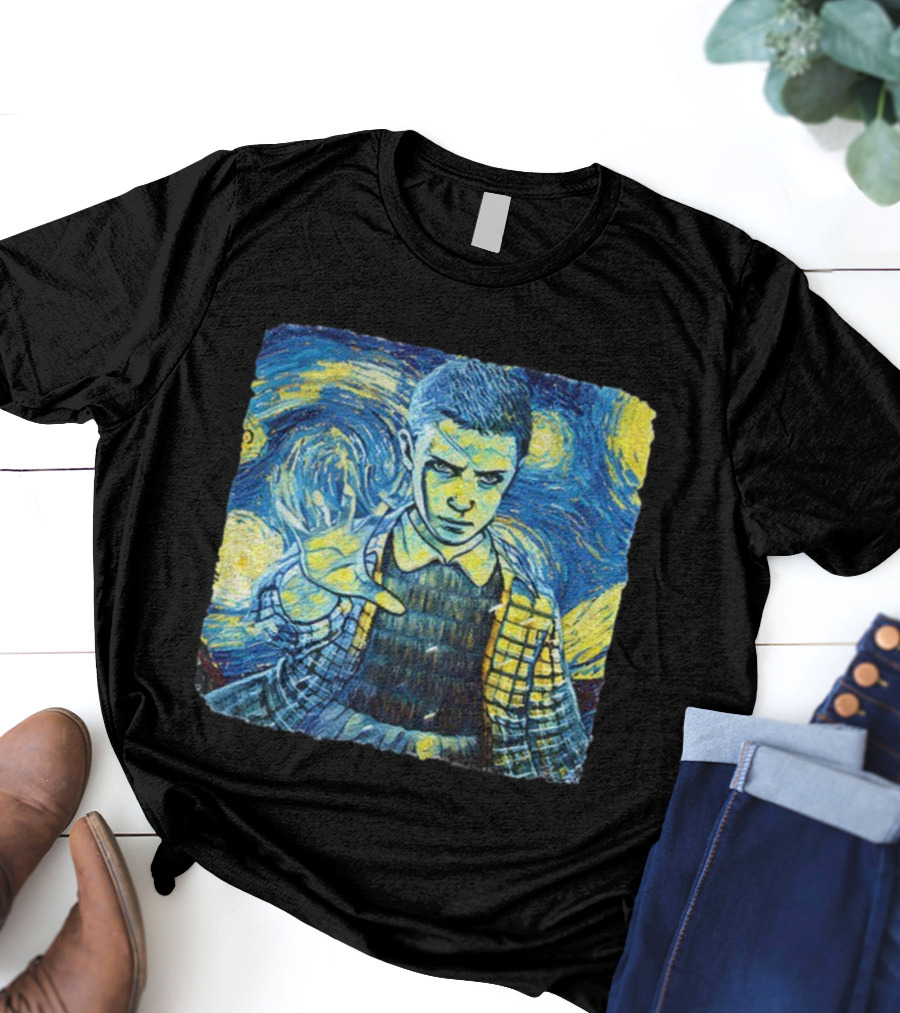 Eleven Starry Night Van Gogh Stranger Things Fusion Painting Style T-Shirt