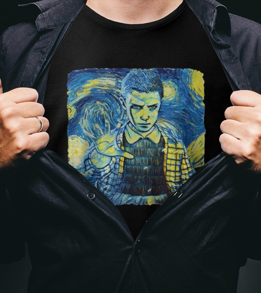Eleven Starry Night Van Gogh Stranger Things Fusion Painting Style T-Shirt