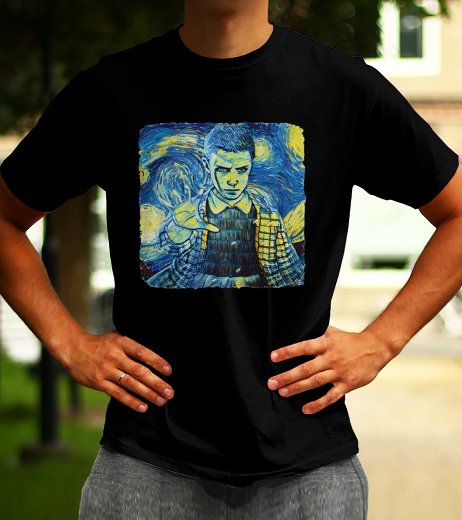 Eleven Starry Night Van Gogh Stranger Things Fusion Painting Style T-Shirt