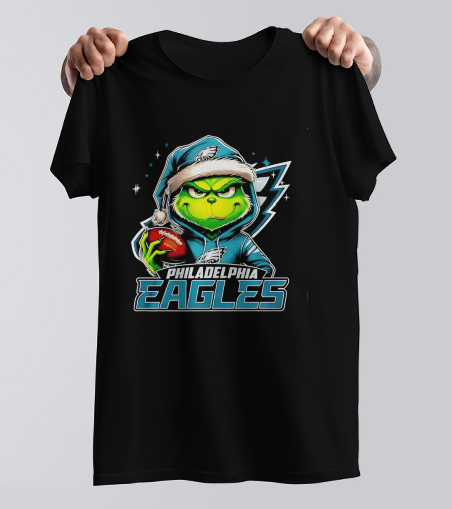 Grinch Santa Philadelphia Eagles Christmas Football T-Shirt