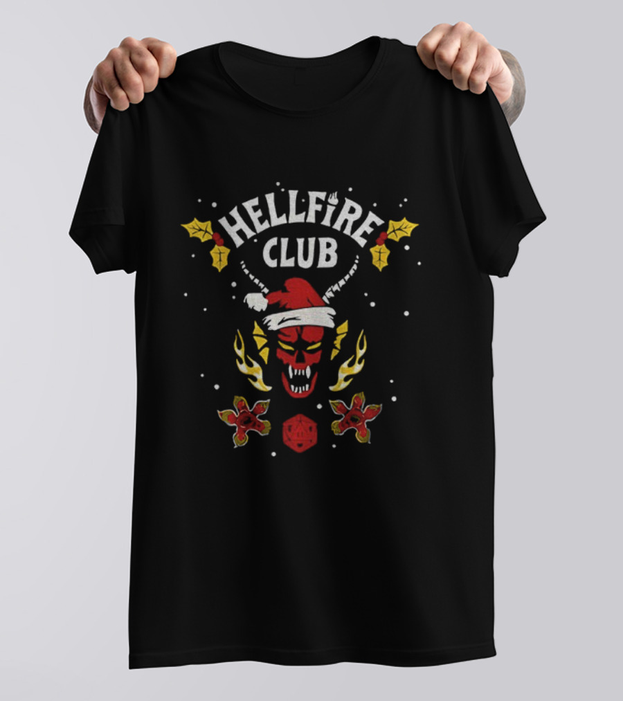 Hellfire Club Santa Hat Stranger Things Merry Christmas Demon Graphic T-Shirt