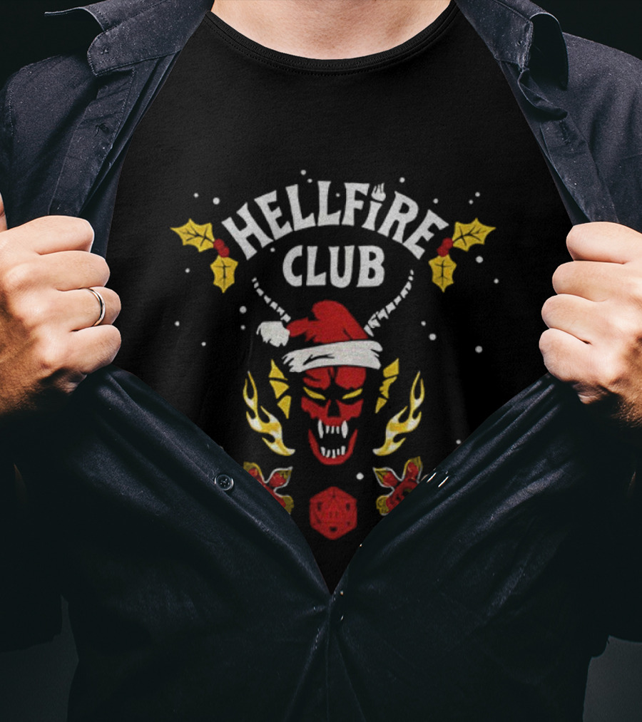 Hellfire Club Santa Hat Stranger Things Merry Christmas Demon Graphic T-Shirt