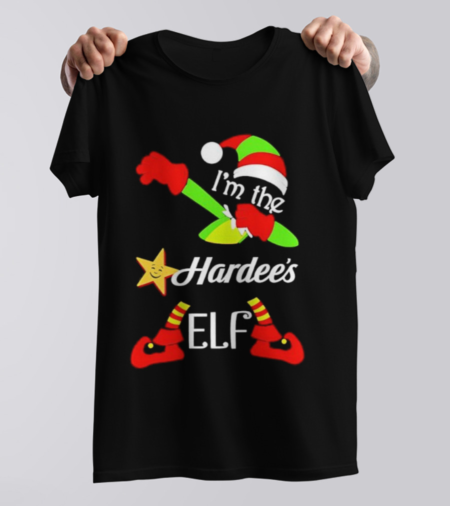 I'm The Hardee's Elf Christmas 2025 Holiday Cheer Santa Hat Festive Outfit T-Shirt