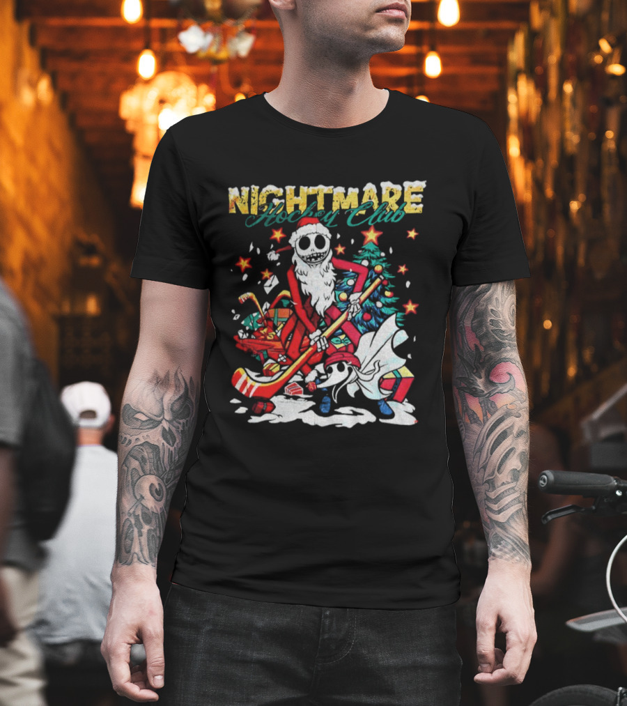 Nightmare Hockey Club Jack Skellington Zero Christmas Theme T-Shirt