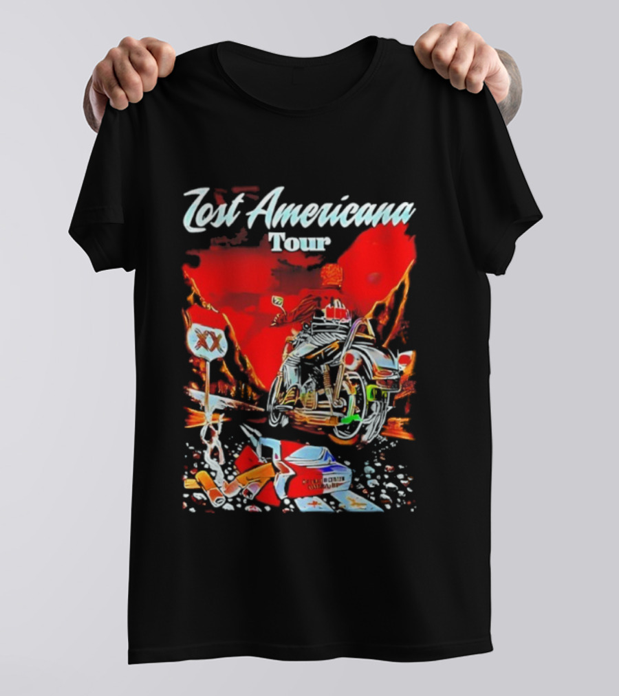 Omaha Los Americana Tour 2025 Motorcycle Adventure Route 66 Vintage Style T-Shirt