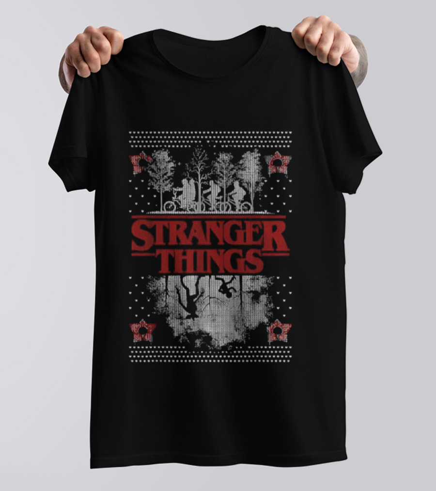 Stranger Things Merry Christmas Vintage Silhouettes And Trees T-Shirt