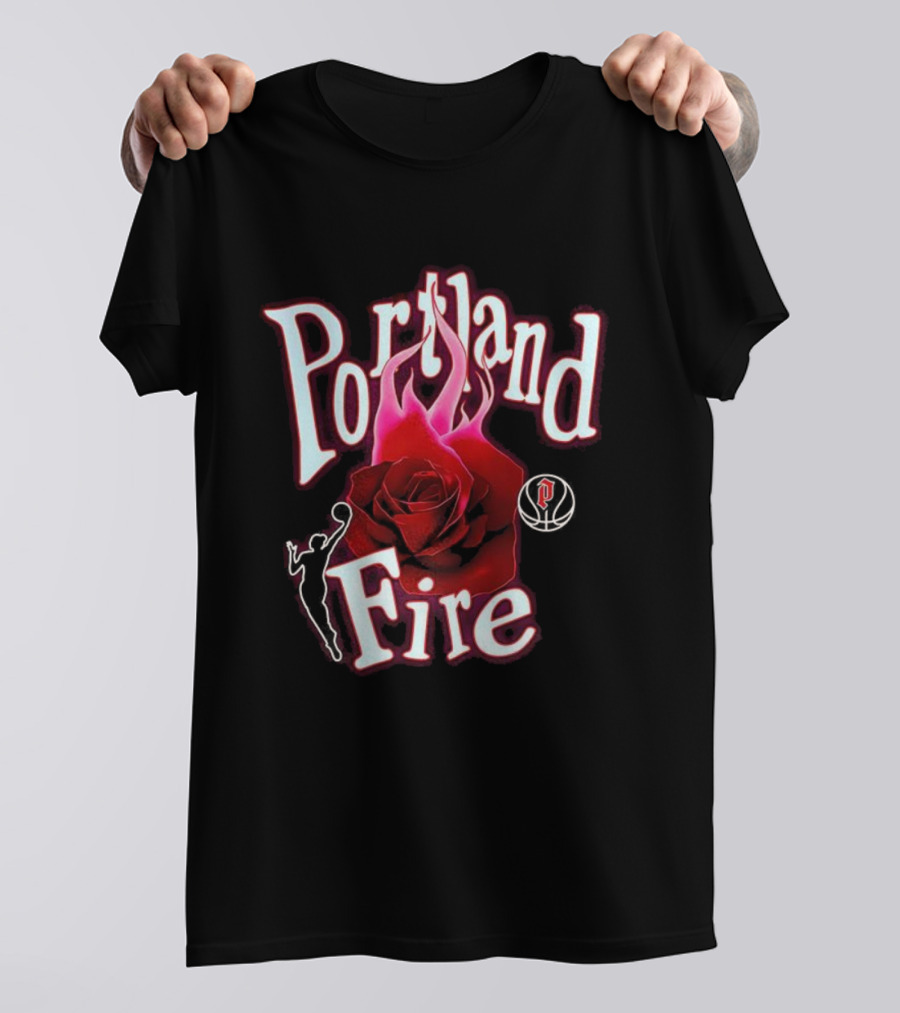 Portland Fire WNBA Rose Flame Design T-Shirt
