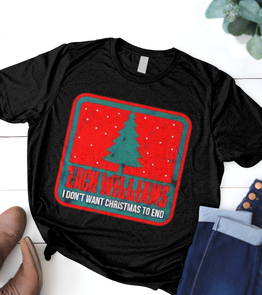 Zach Williams I Don’t Want Christmas To End Tree Red Background T-Shirt