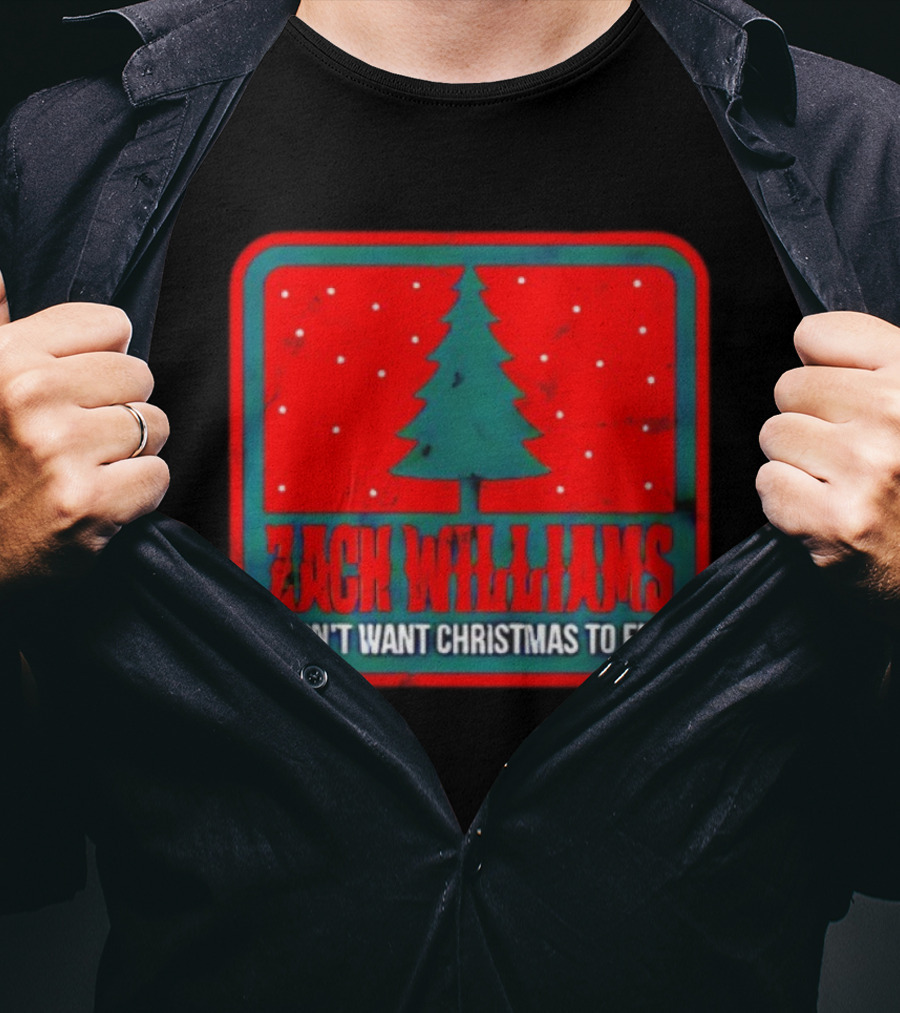 Zach Williams I Don’t Want Christmas To End Tree Red Background T-Shirt