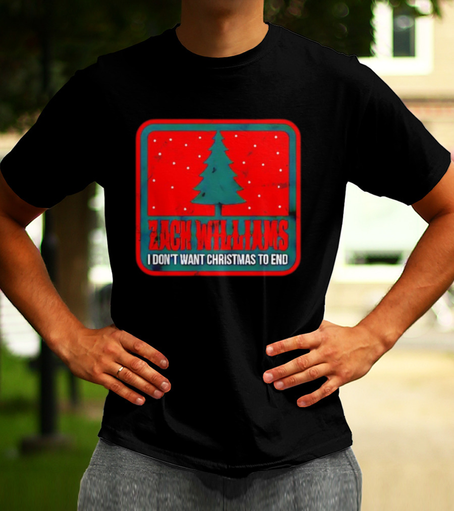 Zach Williams I Don’t Want Christmas To End Tree Red Background T-Shirt