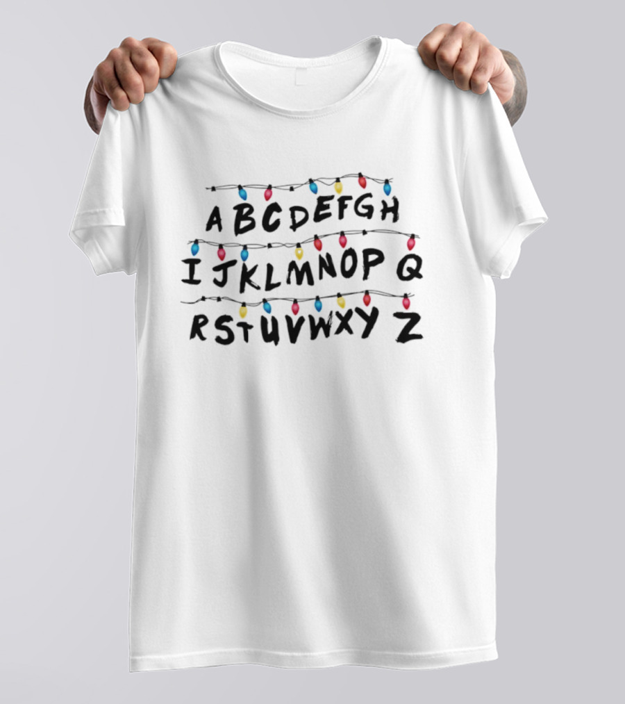 Alphabet Lights Christmas ABCDEFGHIJKLMNOPQRSTUVWXYZ T-Shirt