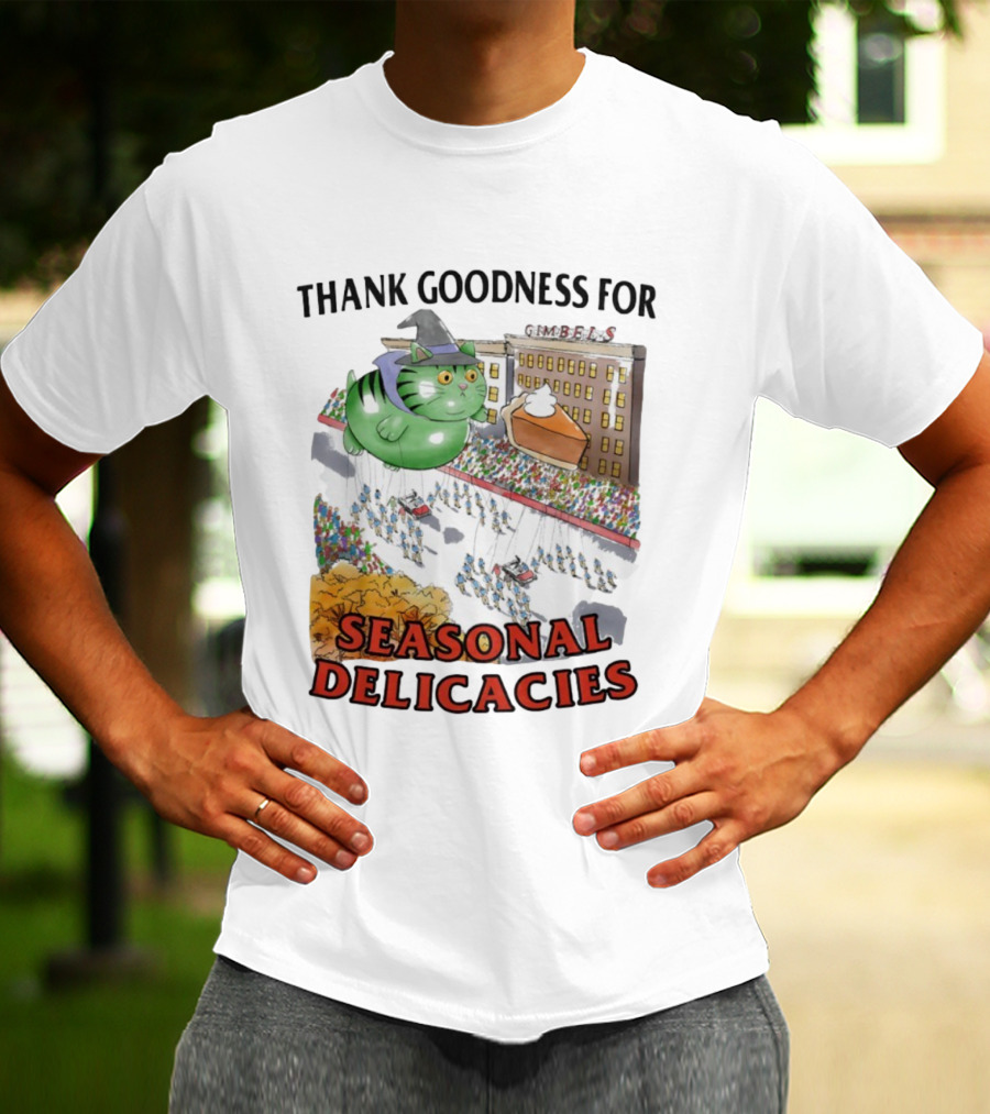 Thank Goodness For Gimbels Cat Thanksgiving Day Parade Seasonal Delicacies T-Shirt