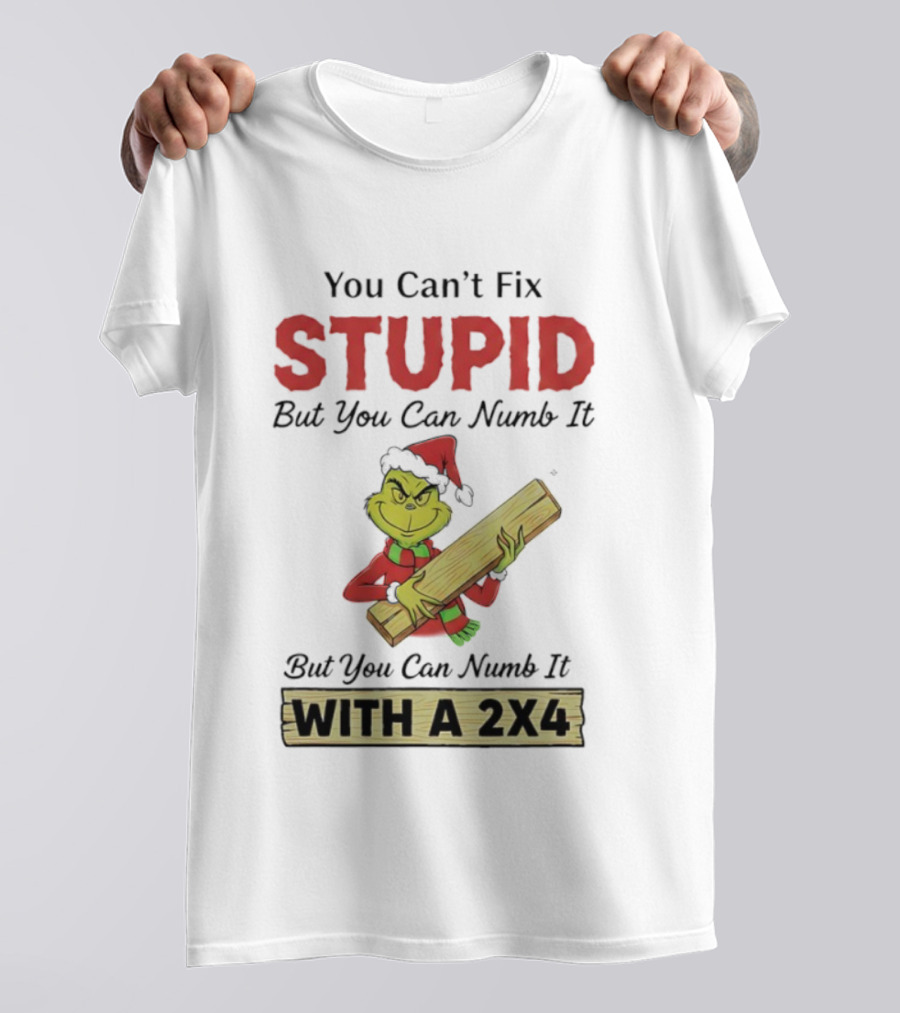 Grinch You Can't Fix Stupid But You Can Numb It With A 2x4 T-Shirt