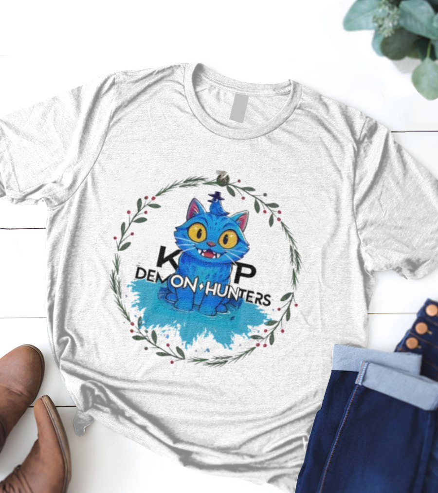 K-pop Demon Hunter Derpy Christmas Ornament Cute Blue Cat T-Shirt