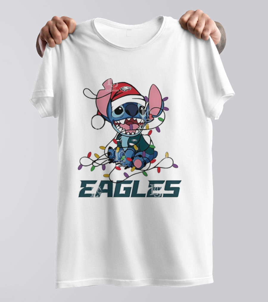 Philadelphia Eagles Stitch Christmas Lights Ornament Holiday Design T-Shirt