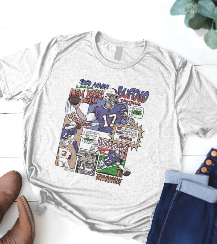 Josh Allen Buffalo Football New York's Team Super Josh Comic Style Touchdown Hero T-Shirt