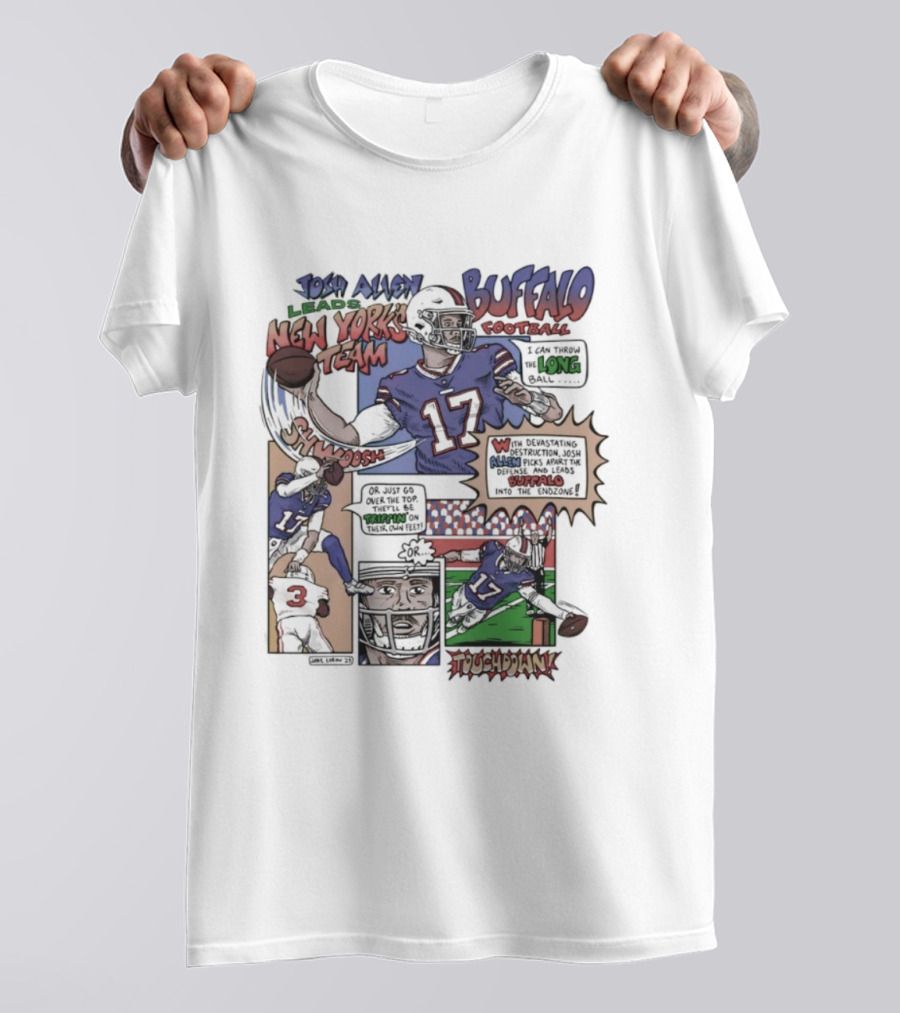Josh Allen Buffalo Football New York's Team Super Josh Comic Style Touchdown Hero T-Shirt