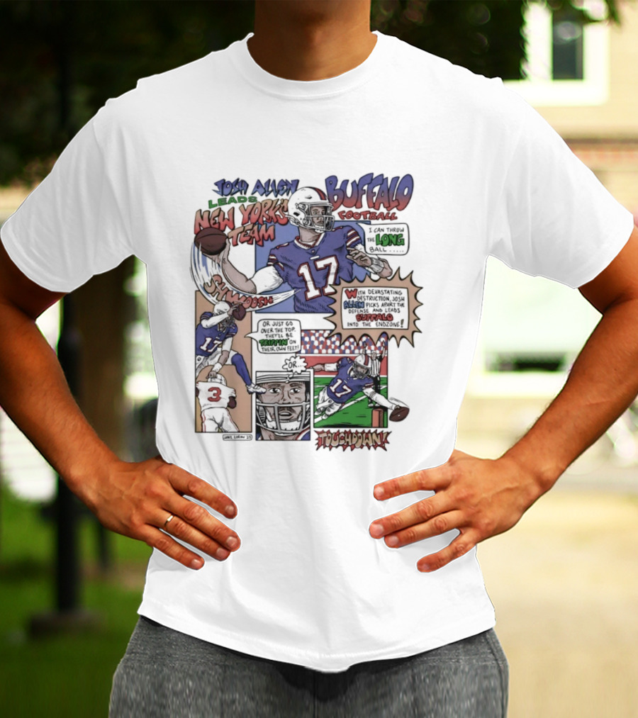 Josh Allen Buffalo Football New York's Team Super Josh Comic Style Touchdown Hero T-Shirt