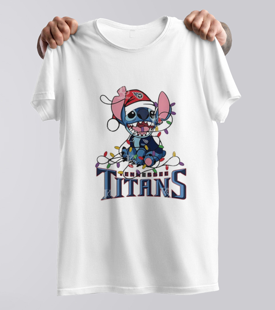 Tennessee Titans Stitch Christmas Lights Ornament T-Shirt