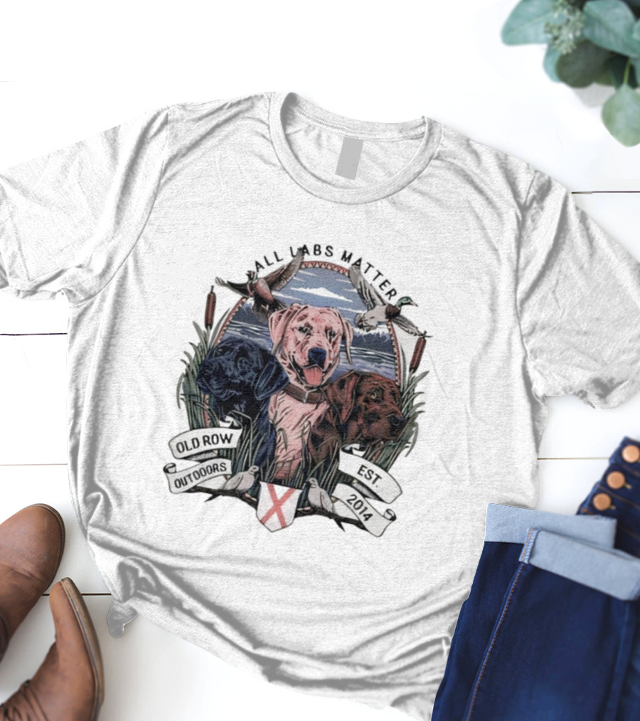 All Labs Matter Old Row Outdoors Est 2014 Dogs Ducks Hunting Scenery T-Shirt