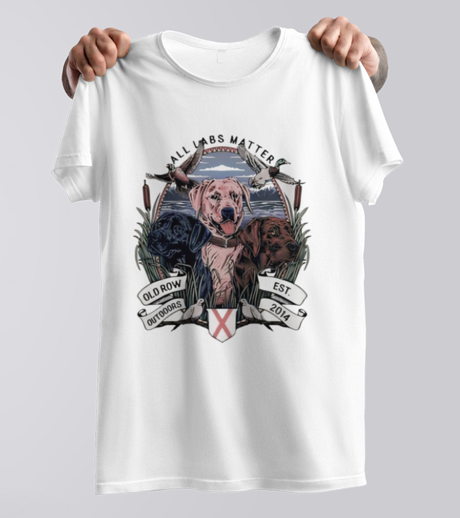 All Labs Matter Old Row Outdoors Est 2014 Dogs Ducks Hunting Scenery T-Shirt