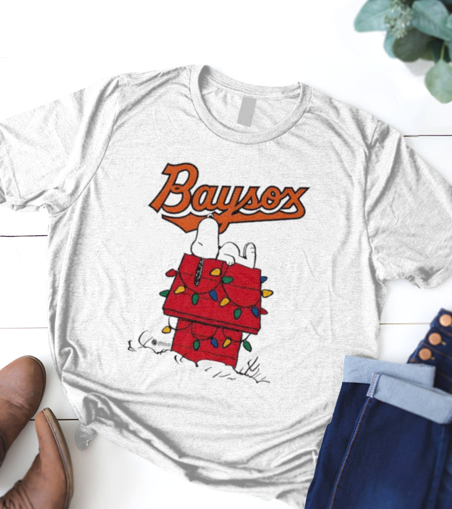 Baysox Snoopy Holiday Christmas Lights Doghouse T-Shirt