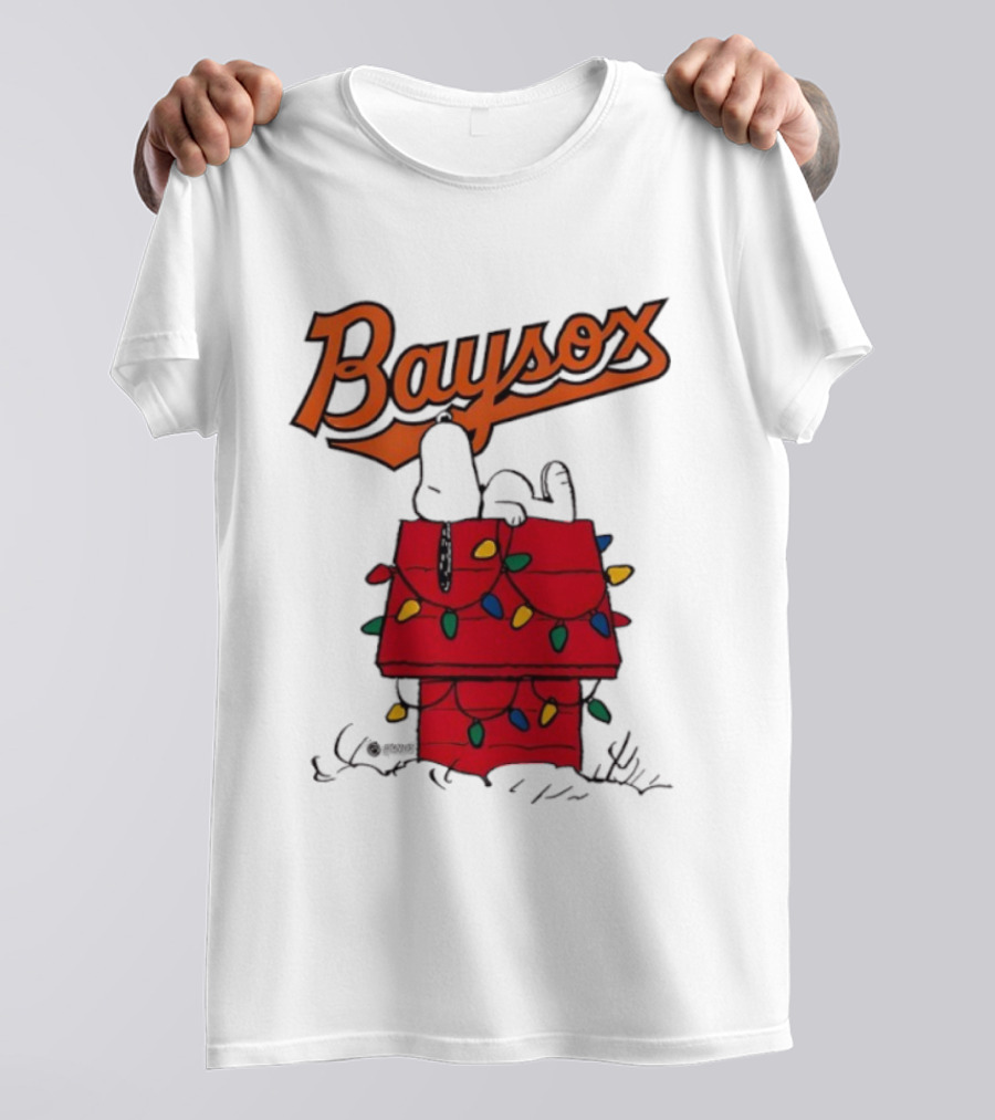 Baysox Snoopy Holiday Christmas Lights Doghouse T-Shirt